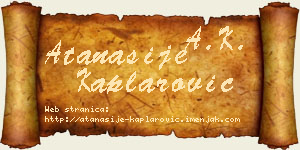 Atanasije Kaplarović vizit kartica